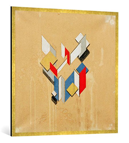 Gerahmtes Bild von Theo Van Doesburg Contra-Construction de la Maison particulière, Kunstdruck im hochwertigen handgefertigten Bilder-Rahmen, 100x100 cm, Gold Raya von kunst für alle