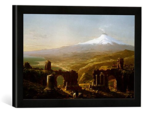 Gerahmtes Bild von Thomas Cole Mount Etna from Taormina, Kunstdruck im hochwertigen handgefertigten Bilder-Rahmen, 40x30 cm, Schwarz matt von kunst für alle