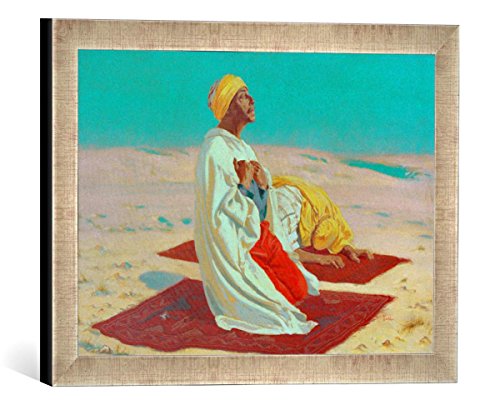 Gerahmtes Bild von Thomas Seddon Gebet in der Wüste, Kunstdruck im hochwertigen handgefertigten Bilder-Rahmen, 40x30 cm, Silber Raya von kunst für alle