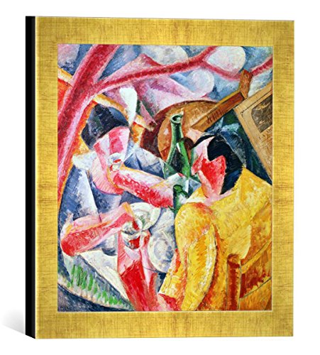 Gerahmtes Bild von Umberto Boccioni Under The Pergola at Naples, 1914", Kunstdruck im hochwertigen handgefertigten Bilder-Rahmen, 30x30 cm, Gold Raya von kunst für alle