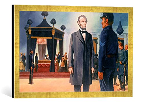 Gerahmtes Bild von Unbekannt Abraham Lincoln's prophetic Vision of his own Death, Kunstdruck im hochwertigen handgefertigten Bilder-Rahmen, 60x40 cm, Gold Raya von kunst für alle