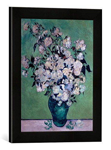 Gerahmtes Bild von Vincent Van Gogh A Vase of Roses, 1890", Kunstdruck im hochwertigen handgefertigten Bilder-Rahmen, 30x40 cm, Schwarz matt von kunst für alle