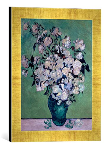 Gerahmtes Bild von Vincent Van Gogh A Vase of Roses, 1890", Kunstdruck im hochwertigen handgefertigten Bilder-Rahmen, 30x40 cm, Gold Raya von kunst für alle