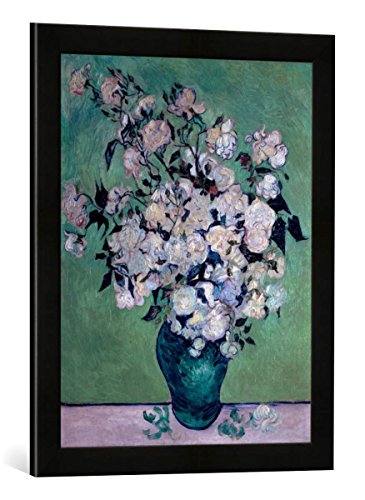 Gerahmtes Bild von Vincent Van Gogh A Vase of Roses, 1890", Kunstdruck im hochwertigen handgefertigten Bilder-Rahmen, 40x60 cm, Schwarz matt von kunst für alle