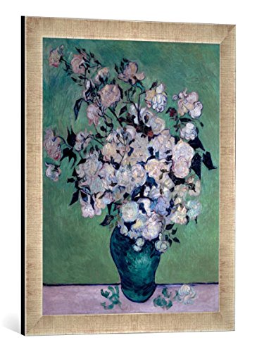 Gerahmtes Bild von Vincent Van Gogh A Vase of Roses, 1890", Kunstdruck im hochwertigen handgefertigten Bilder-Rahmen, 40x60 cm, Silber Raya von kunst für alle