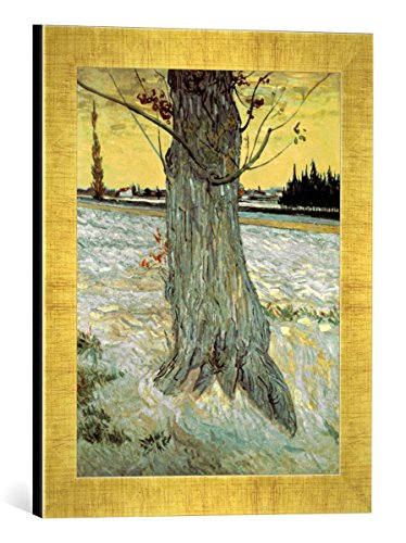 Gerahmtes Bild von Vincent Van Gogh Der Baum, Kunstdruck im hochwertigen handgefertigten Bilder-Rahmen, 30x40 cm, Gold Raya von kunst für alle