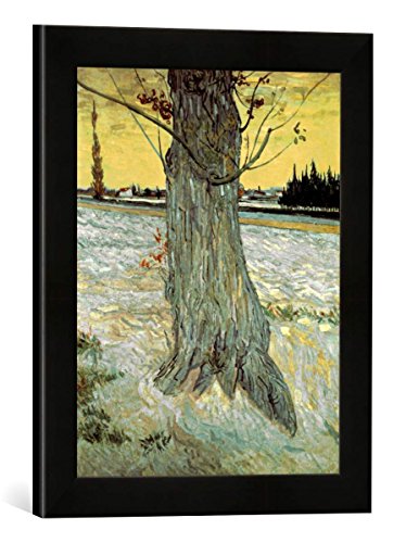 Gerahmtes Bild von Vincent Van Gogh Der Baum, Kunstdruck im hochwertigen handgefertigten Bilder-Rahmen, 30x40 cm, Schwarz matt von kunst für alle