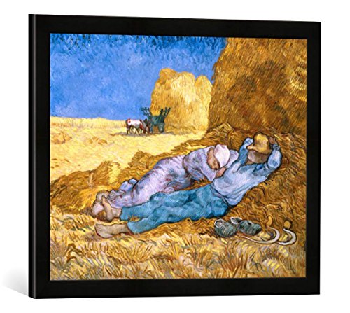 Gerahmtes Bild von Vincent Van Gogh Noon, or The Siesta, After Millet, 1890", Kunstdruck im hochwertigen handgefertigten Bilder-Rahmen, 60x40 cm, Schwarz matt von kunst für alle