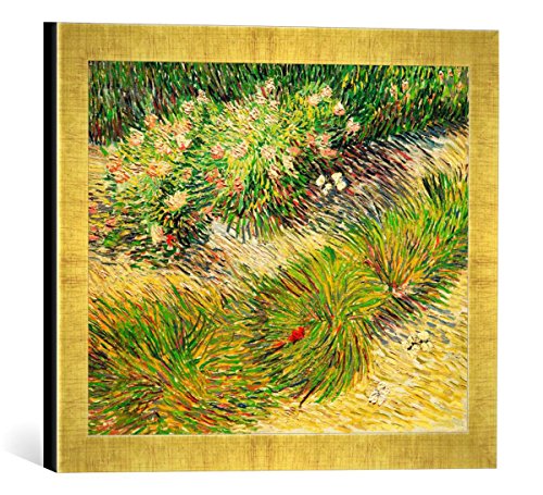 Gerahmtes Bild von Vincent Van Gogh Schmetterlinge und Blumen, Kunstdruck im hochwertigen handgefertigten Bilder-Rahmen, 40x30 cm, Gold Raya von kunst für alle