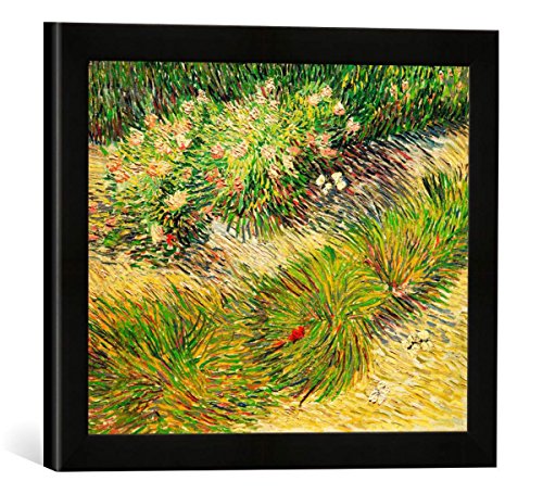 Gerahmtes Bild von Vincent Van Gogh Schmetterlinge und Blumen, Kunstdruck im hochwertigen handgefertigten Bilder-Rahmen, 40x30 cm, Schwarz matt von kunst für alle