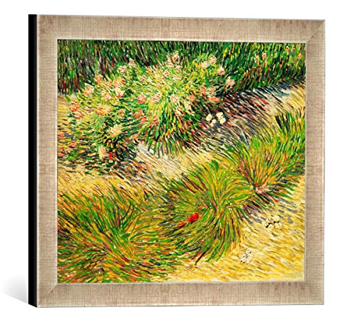 Gerahmtes Bild von Vincent Van Gogh Schmetterlinge und Blumen, Kunstdruck im hochwertigen handgefertigten Bilder-Rahmen, 40x30 cm, Silber Raya von kunst für alle