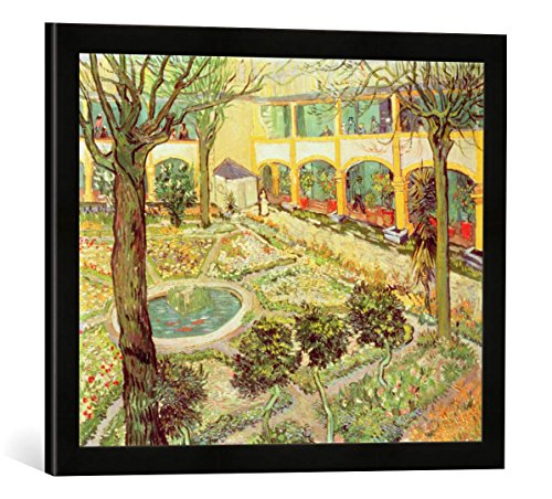 Gerahmtes Bild von Vincent Van Gogh The Asylum Garden at Arles, 1889", Kunstdruck im hochwertigen handgefertigten Bilder-Rahmen, 60x40 cm, Schwarz matt von kunst für alle