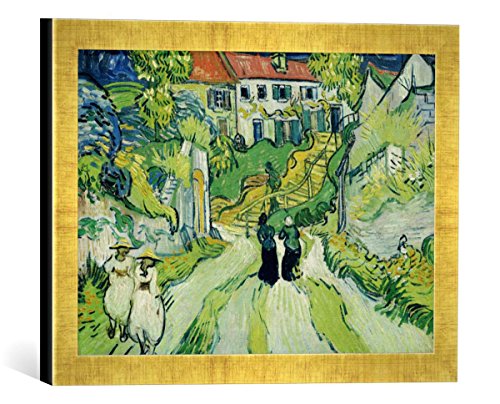 Gerahmtes Bild von Vincent Van Gogh Treppe in Auvers, Kunstdruck im hochwertigen handgefertigten Bilder-Rahmen, 40x30 cm, Gold Raya von kunst für alle