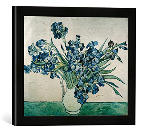 Gerahmtes Bild von Vincent Van Gogh Vase mit Schwertlilien, Kunstdruck im hochwertigen handgefertigten Bilder-Rahmen, 40x30 cm, Schwarz matt von kunst für alle