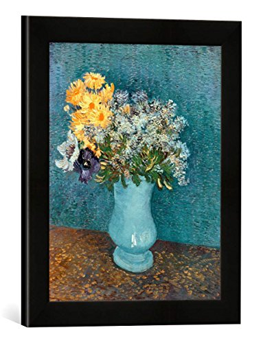 Gerahmtes Bild von Vincent Van Gogh Vase of Flowers, 1887", Kunstdruck im hochwertigen handgefertigten Bilder-Rahmen, 30x40 cm, Schwarz matt von kunst für alle