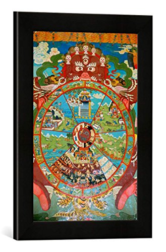 Gerahmtes Bild von Wandmalerei Songzanlin, Kloster, Mandala, Kunstdruck im hochwertigen handgefertigten Bilder-Rahmen, 30x40 cm, Schwarz matt von kunst für alle