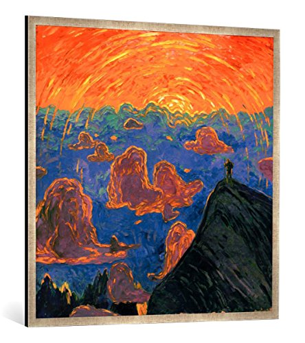 Gerahmtes Bild von Wenzel Hablik Sonnenuntergang. Mont Blanc, Kunstdruck im hochwertigen handgefertigten Bilder-Rahmen, 100x100 cm, Silber Raya von kunst für alle
