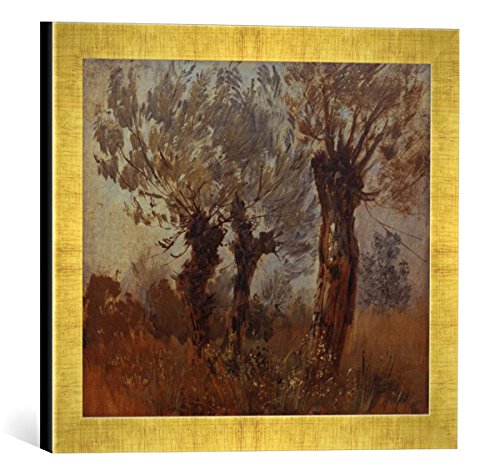 Gerahmtes Bild von Wilhelm Busch DREI alte Weiden, Kunstdruck im hochwertigen handgefertigten Bilder-Rahmen, 40x30 cm, Gold Raya von kunst für alle