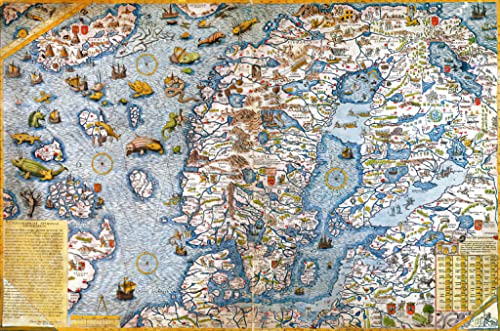 Kunstdruck/Poster: Antonio Lafreri Skandinavien Ausschnitt aus der Carta Marina da Olaus Magnus 1572" - hochwertiger Druck, Bild, Kunstposter, 60x40 cm von kunst für alle