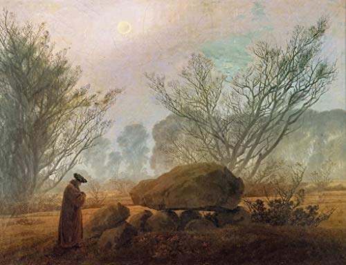 Kunstdruck/Poster: Caspar David Friedrich "Spaziergang in der Abenddämmerung - Mann in Betrachtung eines Hühnengrabes" - hochwertiger Druck, Bild, Kunstposter, 50x40 cm von kunst für alle