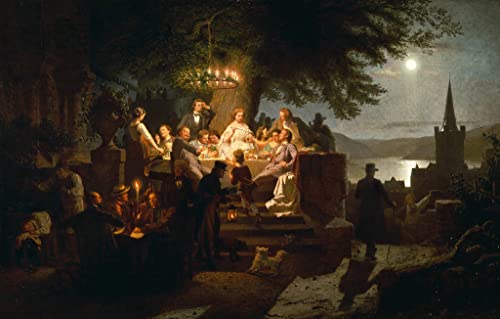 Kunstdruck/Poster: Christian Eduard Böttcher Sommernacht am Rhein - hochwertiger Druck, Bild, Kunstposter, 70x45 cm von kunst für alle