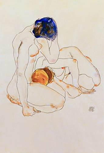 Kunstdruck/Poster: Egon Schiele Zwei Freundinnen - hochwertiger Druck, Bild, Kunstposter, 40x60 cm von kunst für alle