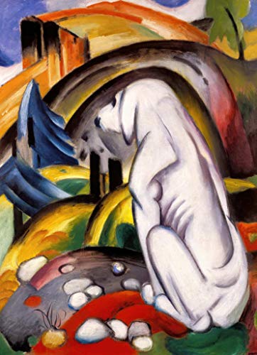 Kunstdruck/Poster: Franz Marc Der weiße Hund - Hund vor der Welt - hochwertiger Druck, Bild, Kunstposter, 40x55 cm von kunst für alle