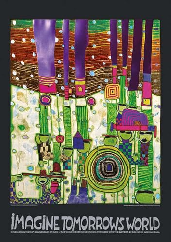 Kunstdruck/Poster: Friedensreich Hundertwasser Stell dir die Welt von Morgen vor grün - hochwertiger Druck, Bild, Kunstposter, 59x84 cm von kunst für alle