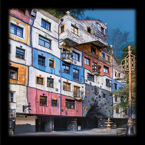 Kunstdruck/Poster: Friedensreich Hundertwasser hundertwasser-Haus Wien - hochwertiger Druck, Bild, Kunstposter, 48x48 cm von kunst für alle