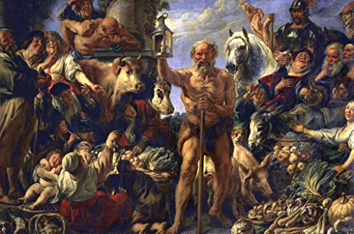 Kunstdruck/Poster: Jacob Jordaens Diogenes mit der Laterne auf dem Markte Menschen suchend - hochwertiger Druck, Bild, Kunstposter, 60x40 cm von kunst für alle