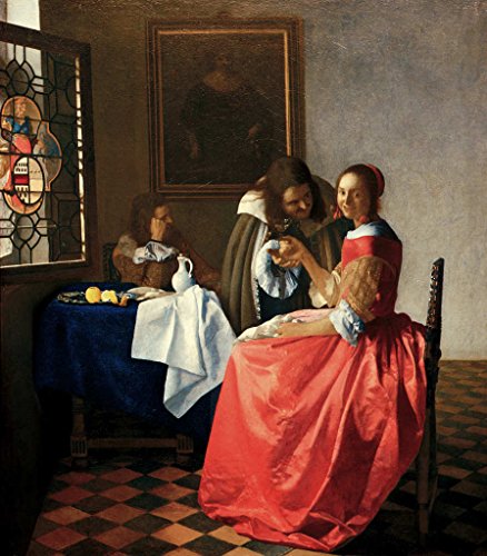 Kunstdruck/Poster: Jan Vermeer Van Delft Das Mädchen mit dem Weinglas - hochwertiger Druck, Bild, Kunstposter, 40x45 cm von kunst für alle