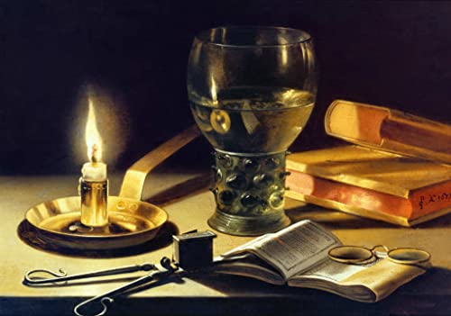 Kunstdruck/Poster: Pieter Claesz Stilleben mit brennender Kerze - hochwertiger Druck, Bild, Kunstposter, 85x60 cm von kunst für alle