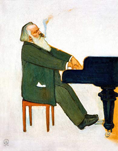 Kunstdruck/Poster: Willy von Beckerath Johannes Brahms am Flügel - hochwertiger Druck, Bild, Kunstposter, 40x50 cm von kunst für alle