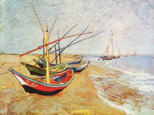 Kunstdruck Poster: Vincent van Gogh "Barche sulla spiaggia" 80 x 60 von kunst für alle