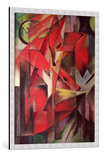 kunst für alle Bild mit Bilder-Rahmen: Franz Marc Der Fuchs 1913" - dekorativer Kunstdruck, hochwertig gerahmt, 75x100 cm, Silber gebürstet von kunst für alle