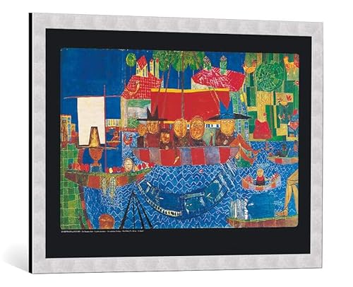 kunst für alle Bild mit Bilder-Rahmen: Friedensreich Hundertwasser Der wunderbare Fischfang - dekorativer Kunstdruck, hochwertig gerahmt, 84x59 cm, Silber gebürstet kunst für alle Bild mit Bilder-Rahmen: Friedensreich Hundertwasser Der wunderbare Fischfang - dekorativer Kunstdruck, hochwertig gerahmt, 84x59 cm, Silber gebürstet von kunst für alle