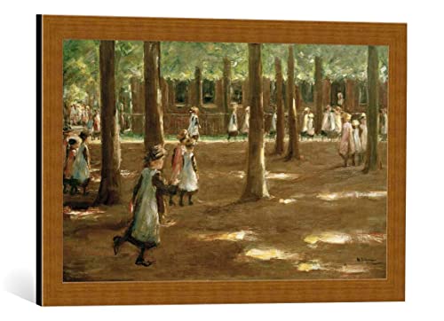 kunst für alle Bild mit Bilder-Rahmen: Max Liebermann Schulgang in Laren - Kompositionsstudie - dekorativer Kunstdruck, hochwertig gerahmt, 65x40 cm, Kupfer gebürstet von kunst für alle