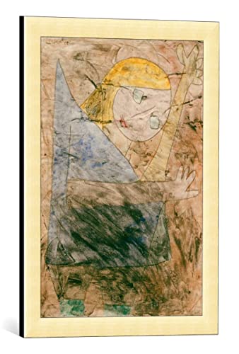 kunst für alle Bild mit Bilder-Rahmen: Paul Klee Engel noch tastend - dekorativer Kunstdruck, hochwertig gerahmt, 40x55 cm, Gold gebürstet von kunst für alle