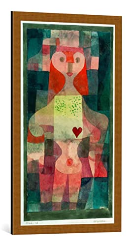 kunst für alle Bild mit Bilder-Rahmen: Paul Klee Herzdame - dekorativer Kunstdruck, hochwertig gerahmt, 50x90 cm, Kupfer gebürstet von kunst für alle