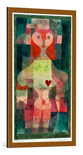 kunst für alle Bild mit Bilder-Rahmen: Paul Klee Herzdame - dekorativer Kunstdruck, hochwertig gerahmt, 55x100 cm, Kupfer gebürstet von kunst für alle