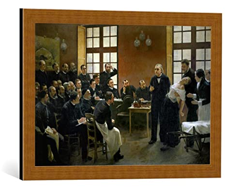 Bild mit Bilder-Rahmen: Pierre Andre Brouillet Charcot in der Salpêtrière - dekorativer Kunstdruck, hochwertig gerahmt, 60x40 cm, Kupfer gebürstet von kunst für alle