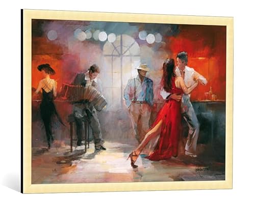 kunst für alle Bild mit Bilder-Rahmen: Willem Haenraets Tango - dekorativer Kunstdruck, hochwertig gerahmt, 100x70 cm, Gold gebürstet von kunst für alle