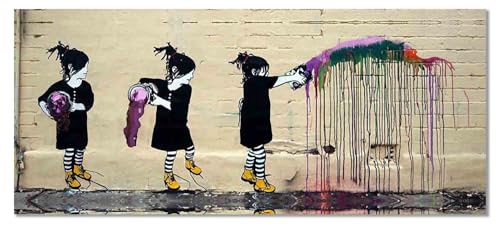 Druck auf leinwand Banksy Graffiti - Bild Child & Rat ! 100x40 cm Bild fertig auf Keilrahmen !Kunstdrucke, Wandbilder, Bilder zur Dekoration - direkt vom He Druck auf leinwand von Kunstbruder
