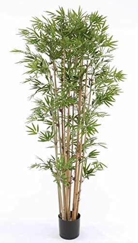 150cm Bambusbaum künstlich mit ca. 1440 textilen Blättern und Naturstämmen - Bambus Kunstbaum mit echten Bambusrohren von kunstpflanzen-discount.com