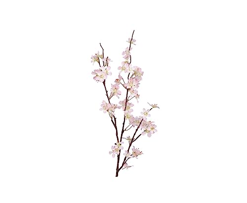 Künstlicher Apfelblütenzweig mit 3 Deko Ästen & Rose farbigen Blüten inkl. Stiel ca. 84cm - Schmaler Apfelzweig Dekozweig blühend von kunstpflanzen-discount.com