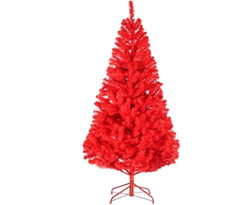 Farbiger Tannenbaum rot 180cm mit PVC Nadeln schwer entflammbar B1 - Roter künstlicher Weihnachtsbaum Christbaum von kunstpflanzen-discount.com