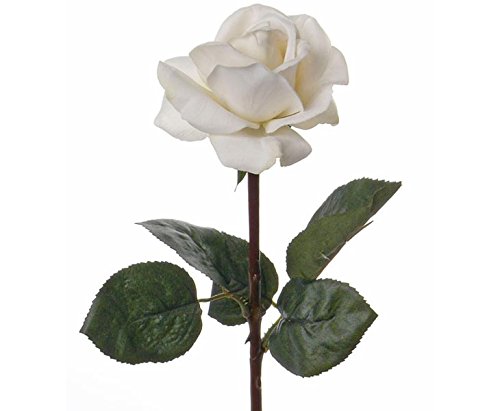 kunstpflanzen-discount.com Künstliche und gefühlsechte Rose weiß blühend mit Stiel 35cm - Kunstrose mit feinem Latexüberzug von kunstpflanzen-discount.com