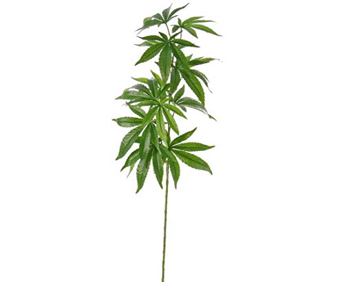 Hanf Kunstpflanze 95cm mit Cannabis Blättern aus Textilfaser Material - Künstlicher Hanfzweig künstliche Marihuana Pflanze Hanfpflanze von kunstpflanzen-discount.com