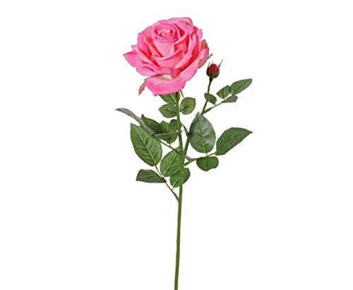 Künstliche Rose mit großen rosa Blüten von 12cm Durchmesser - Kunstrose mit langem Stiel blühend Alice de Luxe von kunstpflanzen-discount.com