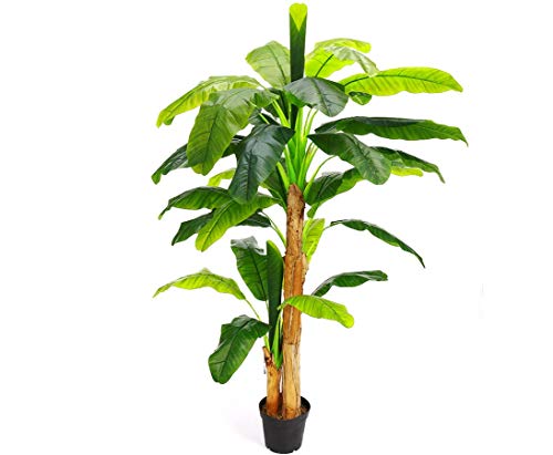 kunstpflanzen-discount.com Künstlicher Bananen Baum mit 33 Blätter Höhe ca. 220cm - Schöner großer Bananen Kunstbaum mit formschönen Blättern aus PEVA von kunstpflanzen-discount.com